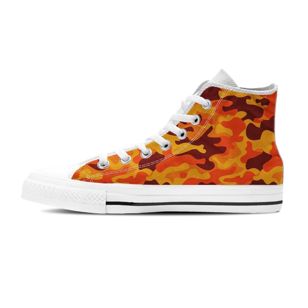 Orange Camo Print Women's High Top Shoes-grizzshop