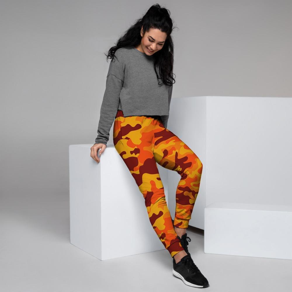 Orange Camo Print Women's Joggers-grizzshop