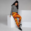 Orange Camo Print Women's Joggers-grizzshop