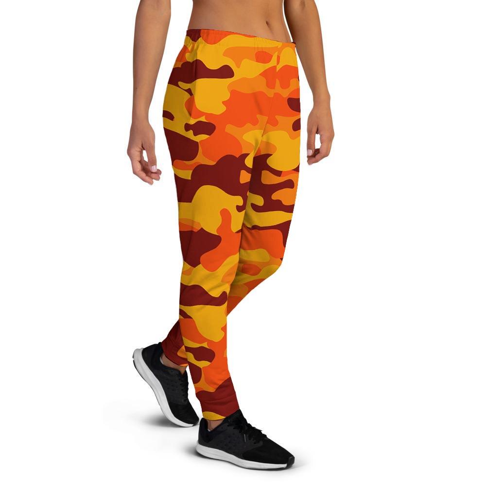 Orange Camo Print Women's Joggers-grizzshop