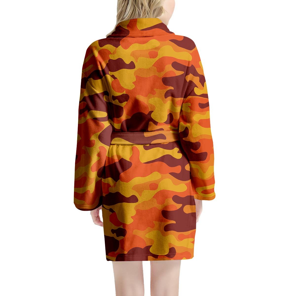 Orange Camo Print Women's Robe-grizzshop