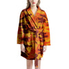 Orange Camo Print Women's Robe-grizzshop