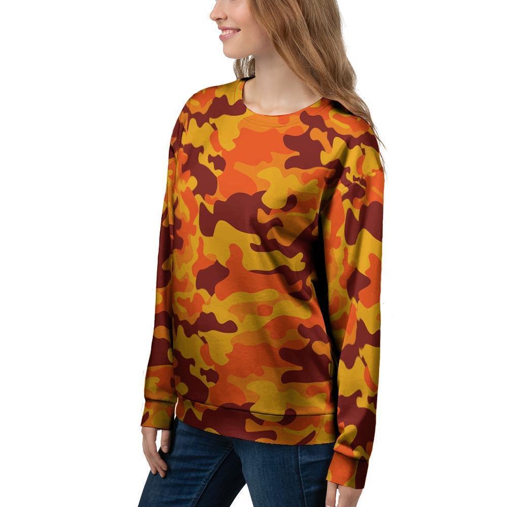 Orange Camo Print Women's Sweatshirt-grizzshop