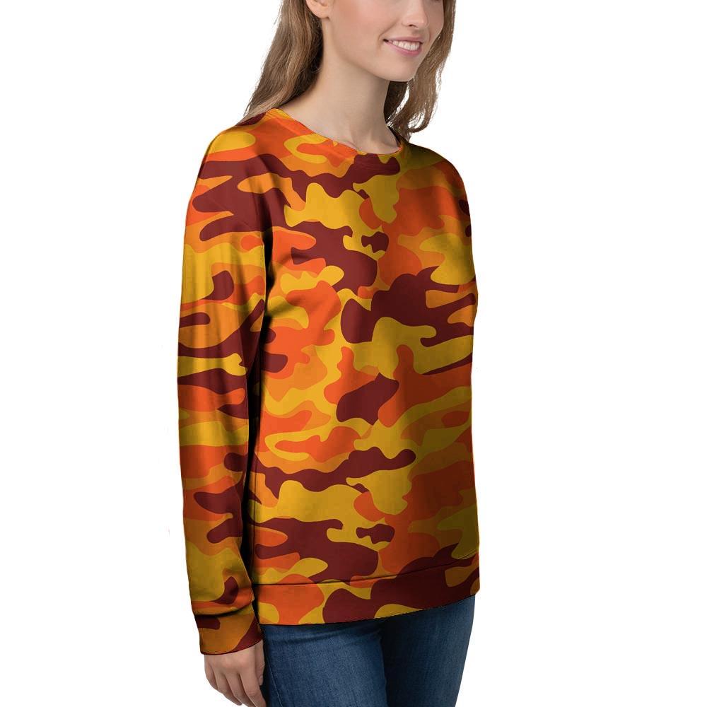 Orange Camo Print Women's Sweatshirt-grizzshop