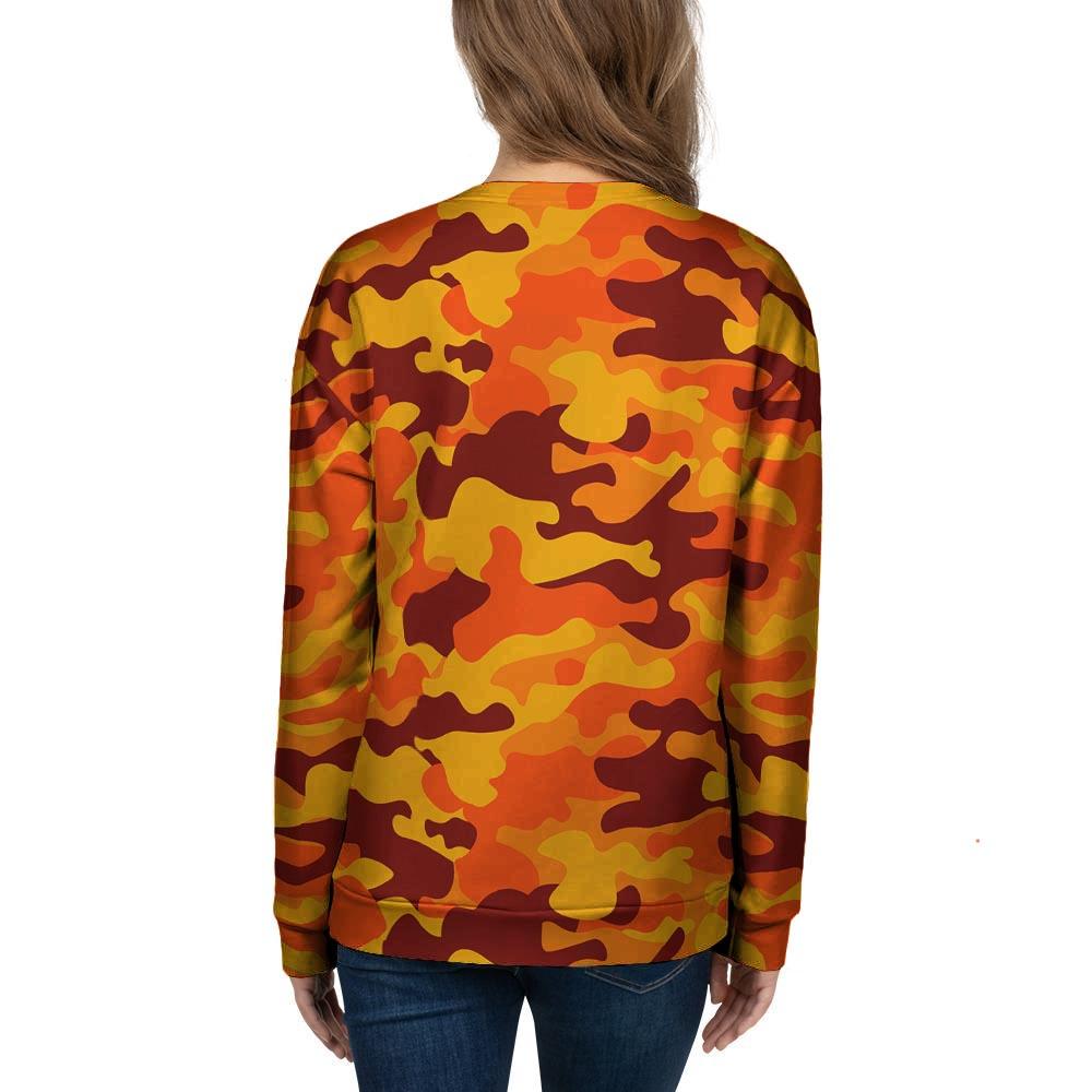 Orange Camo Print Women's Sweatshirt-grizzshop