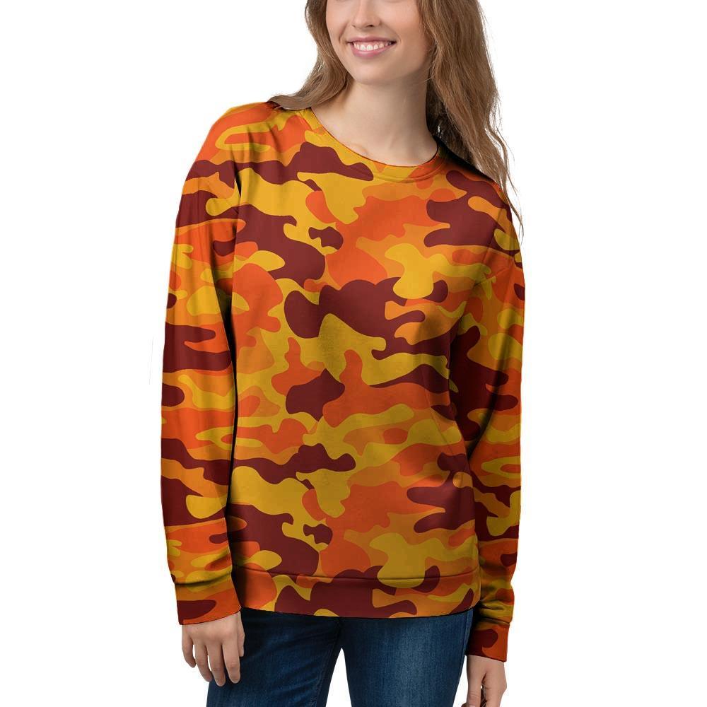 Orange Camo Print Women's Sweatshirt-grizzshop