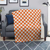 Orange Checkered Flag Print Blanket-grizzshop