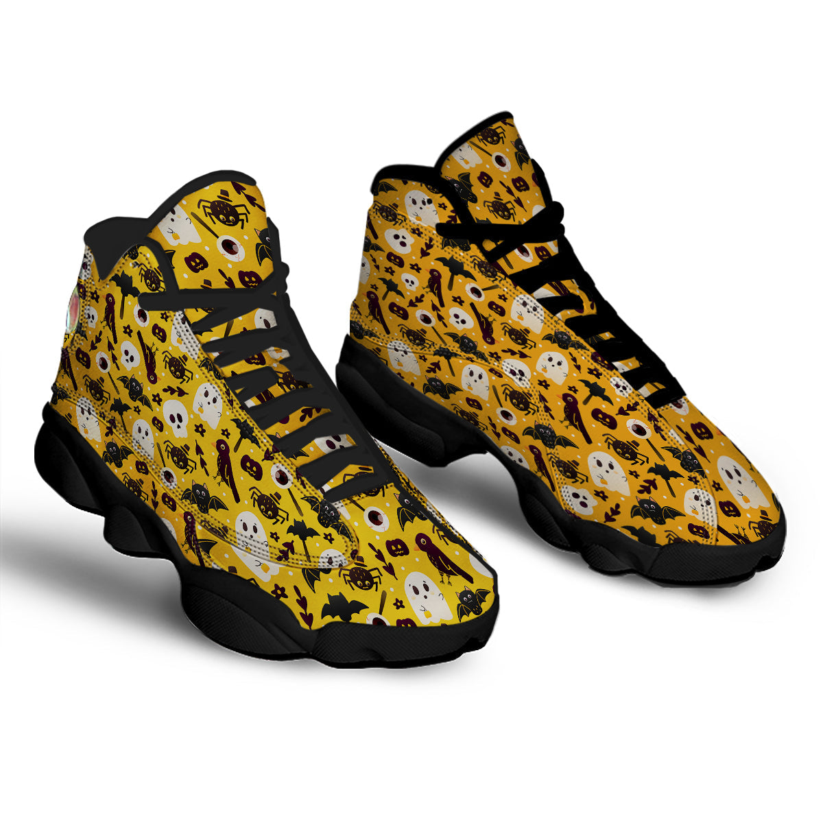 Orange Color Halloween Cute Print Pattern Black Basketball Shoes-grizzshop