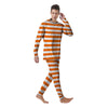 Orange Color Striped Print Men's Pajamas-grizzshop
