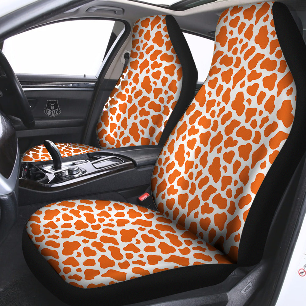 Orange Cow Print Pattern Car Seat Covers-grizzshop