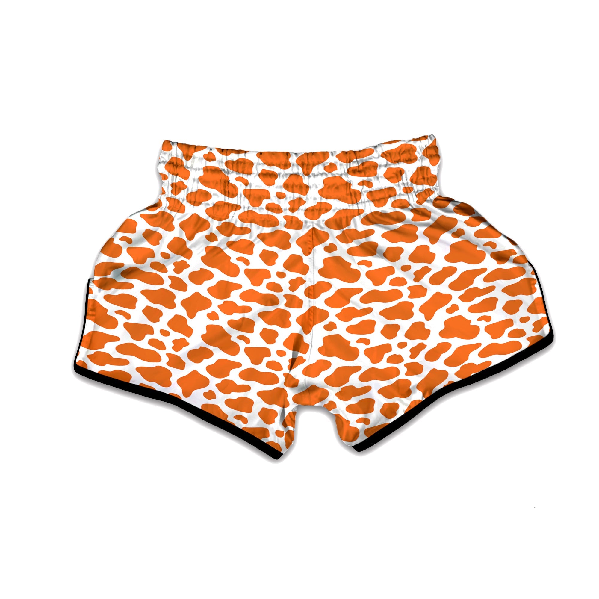 Orange Cow Print Pattern Muay Thai Boxing Shorts-grizzshop