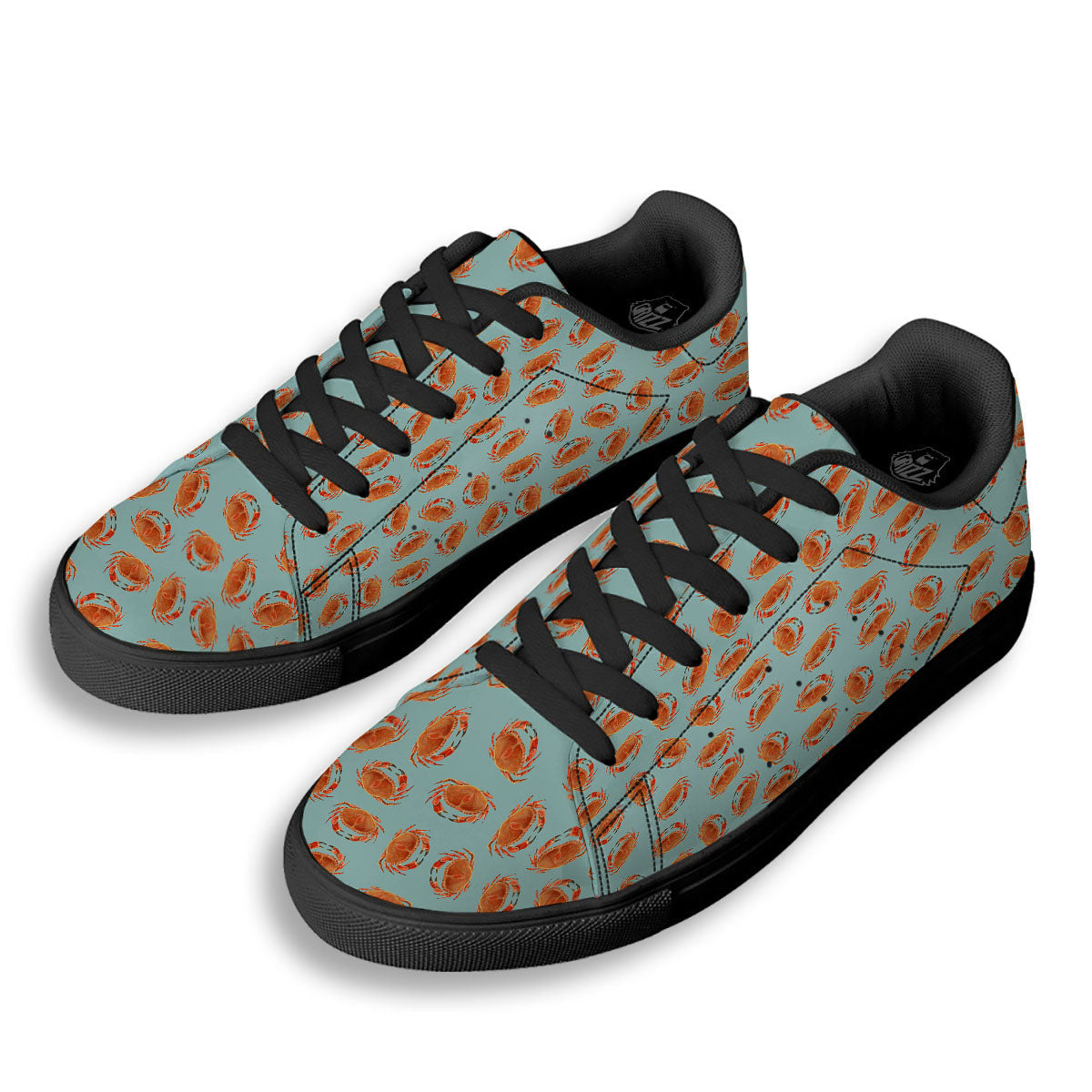 Orange Crab Print Pattern Black Low Top Sneakers-grizzshop