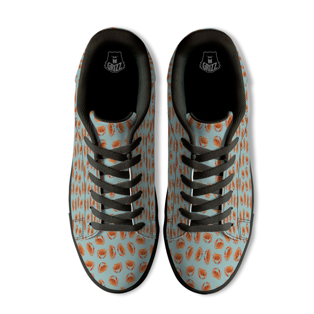 Orange Crab Print Pattern Black Low Top Sneakers-grizzshop