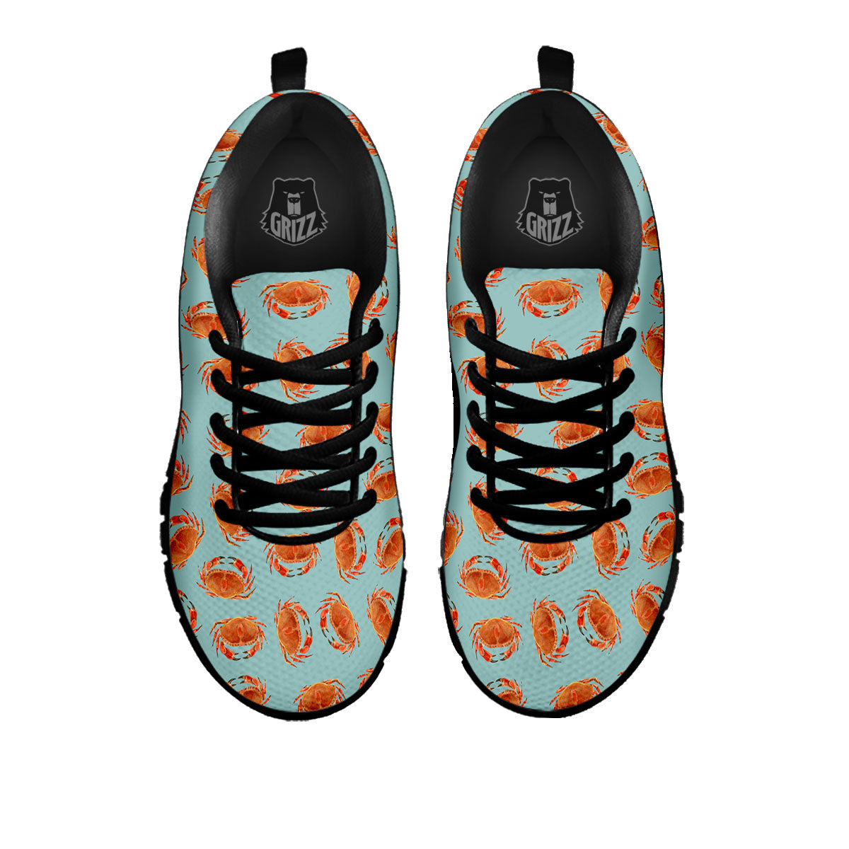 Orange Crab Print Pattern Black Sneaker-grizzshop