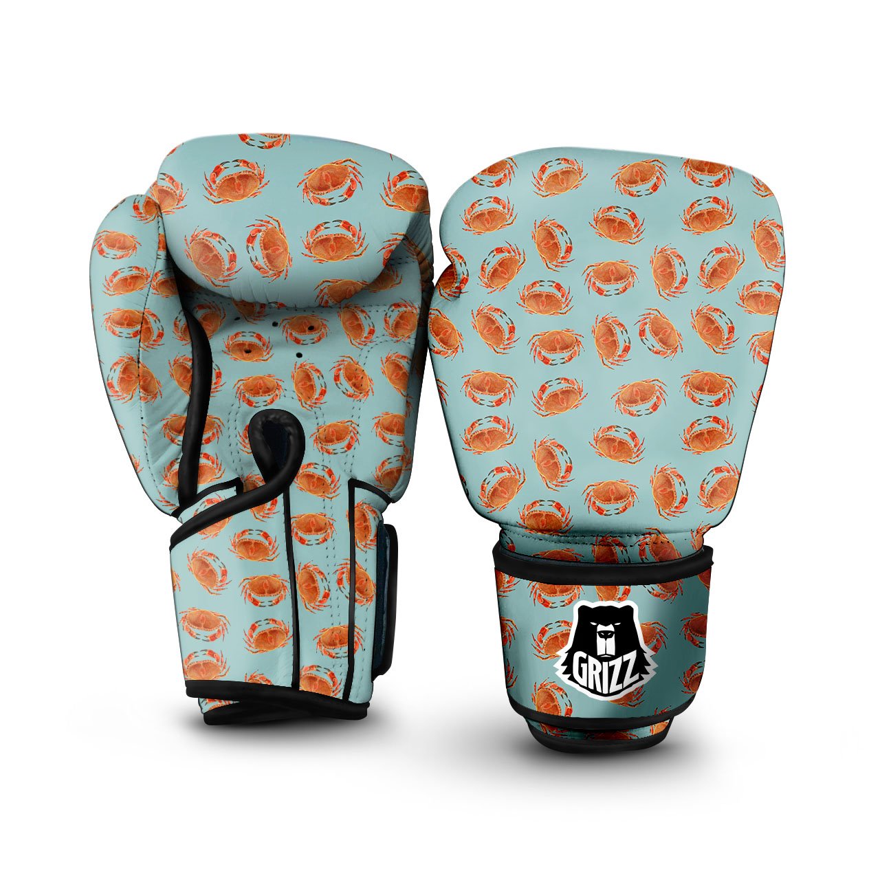 Orange Crab Print Pattern Boxing Gloves-grizzshop
