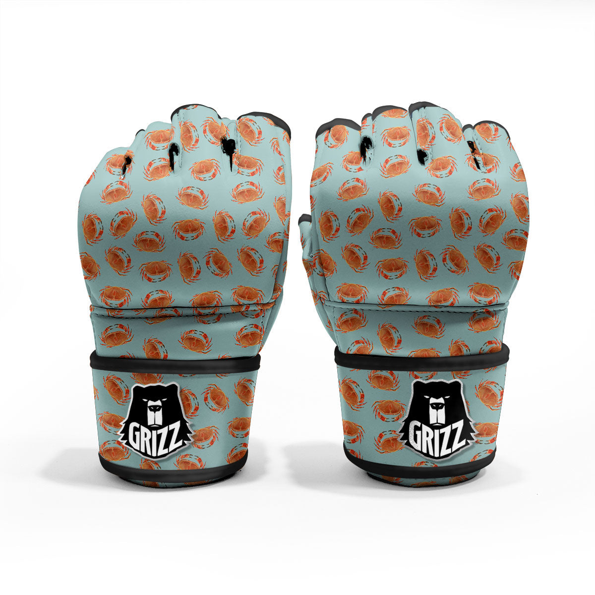 Orange Crab Print Pattern MMA Gloves-grizzshop