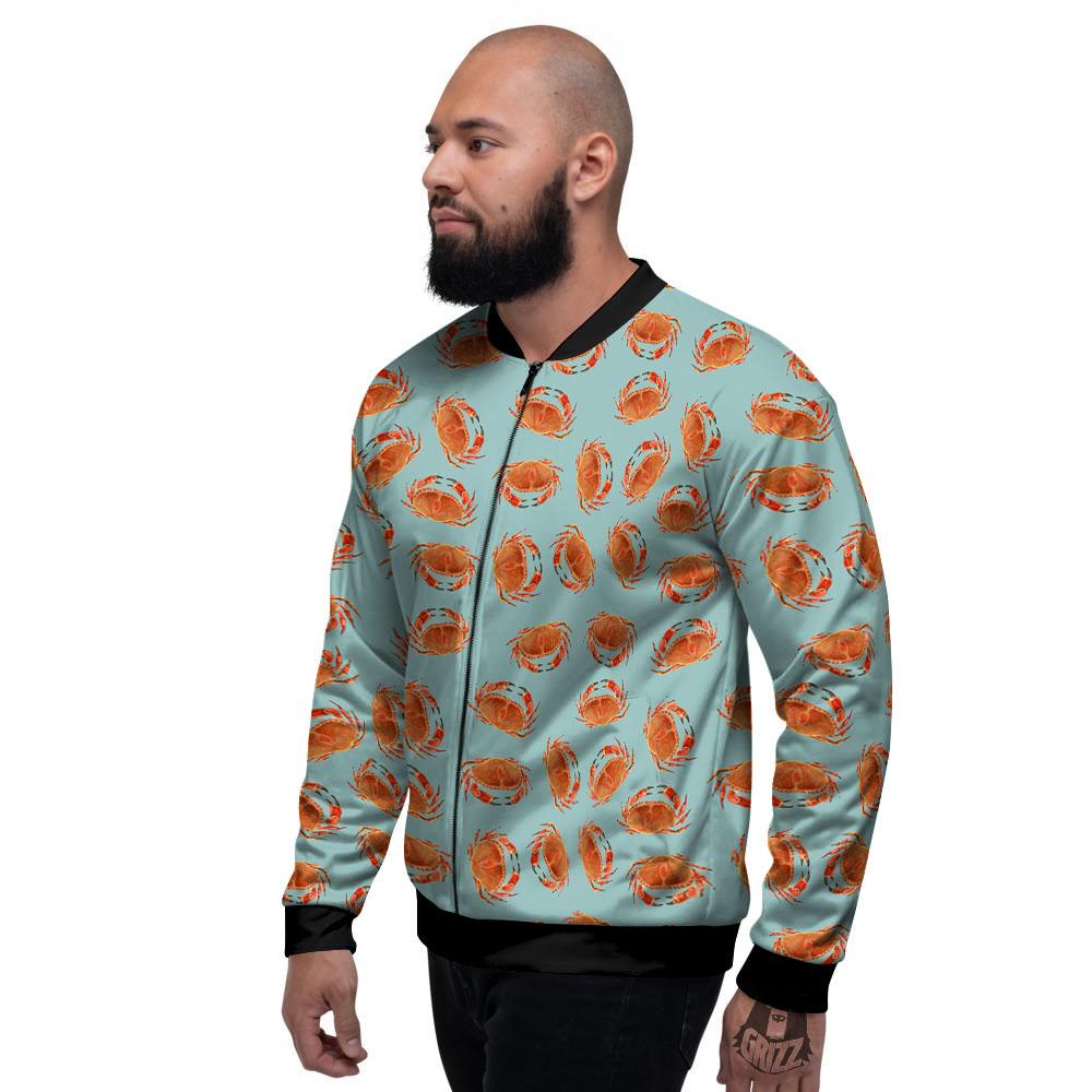 Orange Crab Print Pattern Men's Bomber Jacket-grizzshop