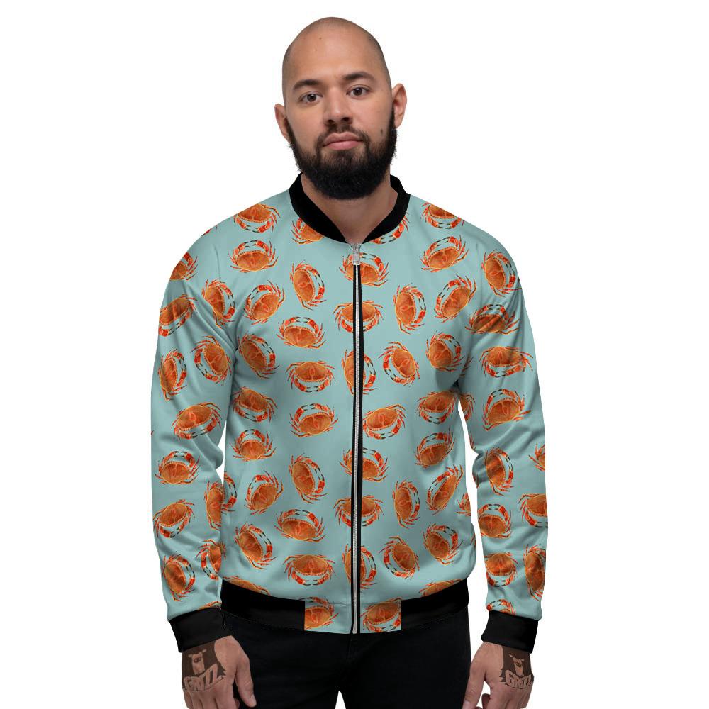 Orange Crab Print Pattern Men's Bomber Jacket-grizzshop