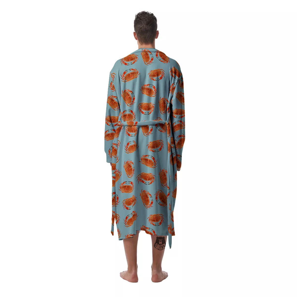 Orange Crab Print Pattern Men's Robe-grizzshop