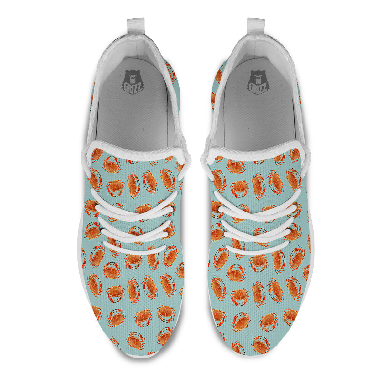 Orange Crab Print Pattern White Athletic Shoes-grizzshop