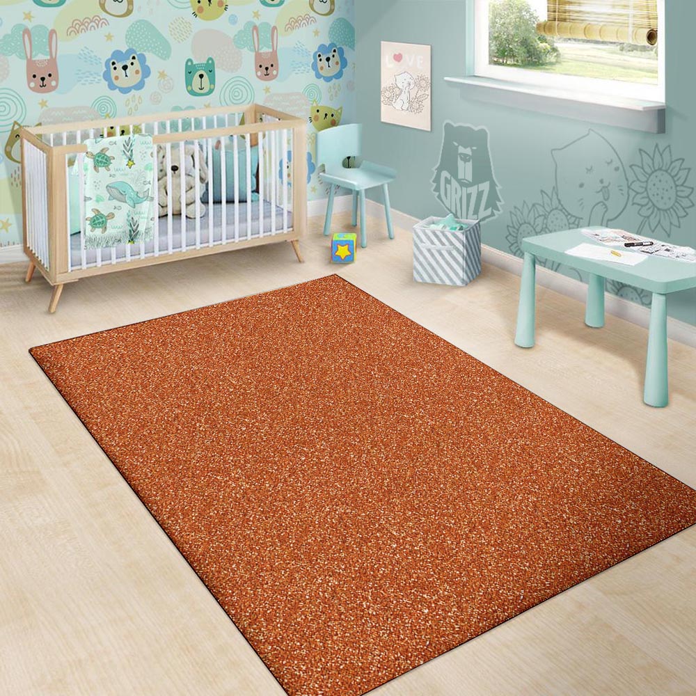 Orange Glitter Texture Print Floor Mat-grizzshop