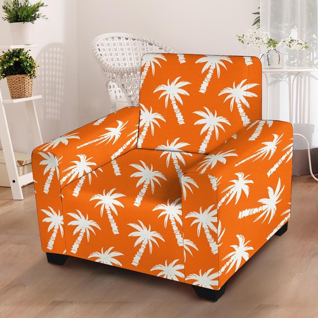 Orange Hawaiian Palm Tree Print Armchair Cover-grizzshop