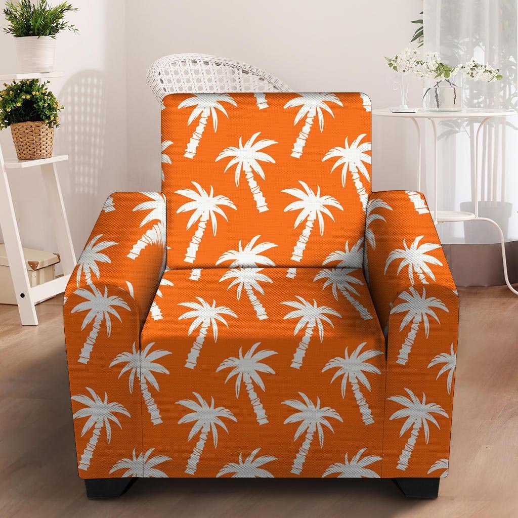 Orange Hawaiian Palm Tree Print Armchair Cover-grizzshop