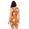 Orange Hawaiian Palm Tree Print Bodycon Dress-grizzshop