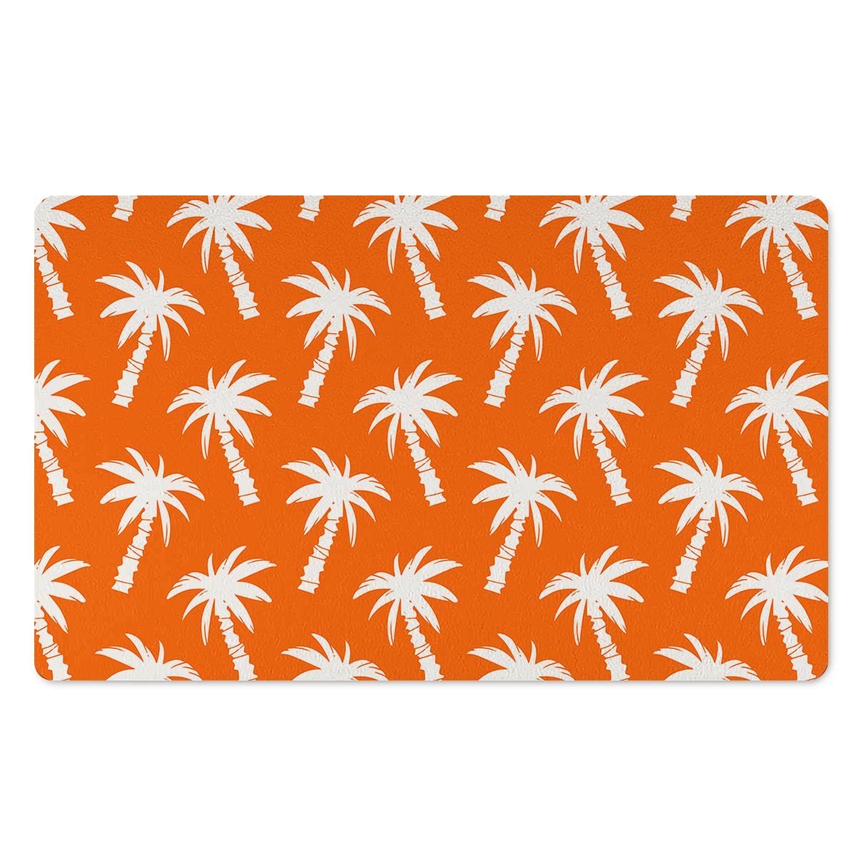 Orange Hawaiian Palm Tree Print Door Mat-grizzshop