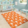 Orange Hawaiian Palm Tree Print Floor Mat-grizzshop