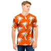 Orange Hawaiian Palm Tree Print Men T Shirt-grizzshop