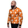 Orange Hawaiian Palm Tree Print Men's Bomber Jacket-grizzshop