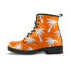 Orange Hawaiian Palm Tree Print Men's Boots-grizzshop