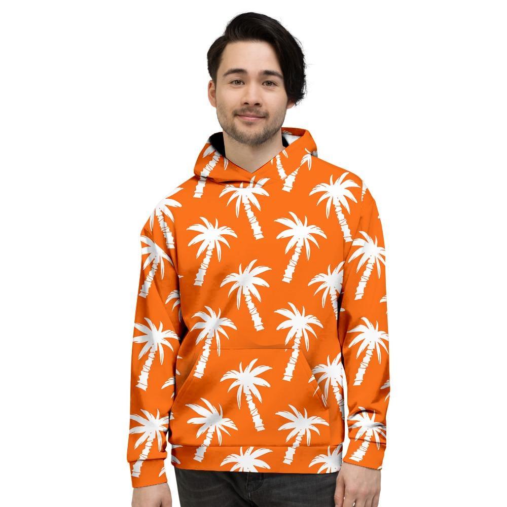 Orange Hawaiian Palm Tree Print Men's Hoodie-grizzshop