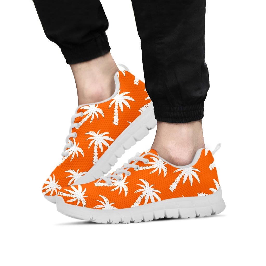 Orange Hawaiian Palm Tree Print Men's Sneakers-grizzshop