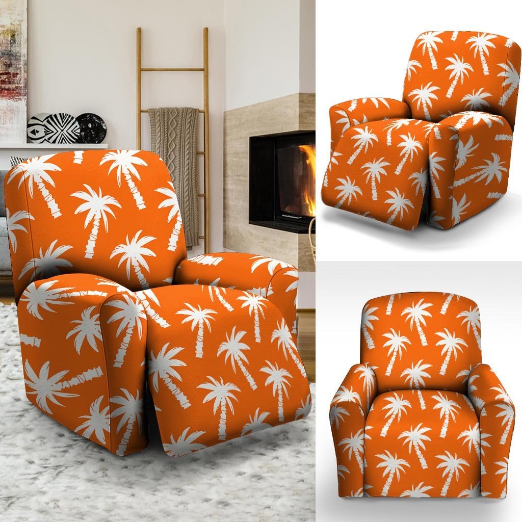 Orange Hawaiian Palm Tree Print Recliner Cover-grizzshop