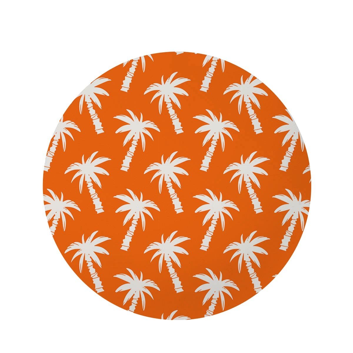 Orange Hawaiian Palm Tree Print Round Rug-grizzshop