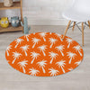 Orange Hawaiian Palm Tree Print Round Rug-grizzshop