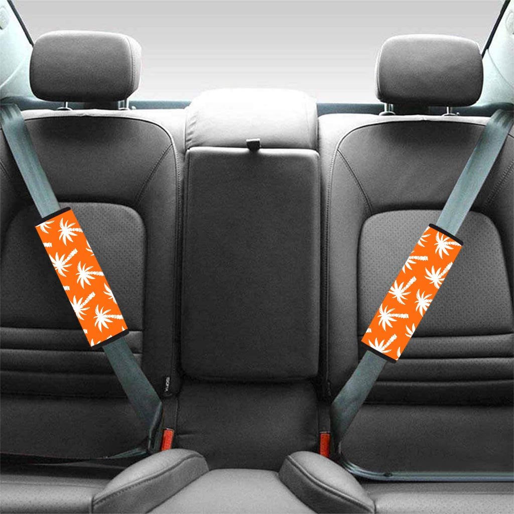 Orange Hawaiian Palm Tree Print Seat Belt Cover-grizzshop