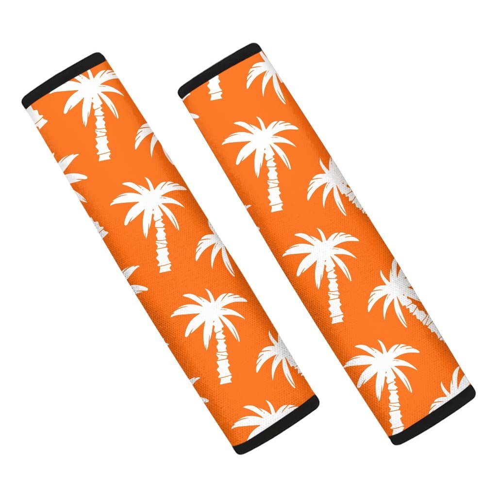 Orange Hawaiian Palm Tree Print Seat Belt Cover-grizzshop