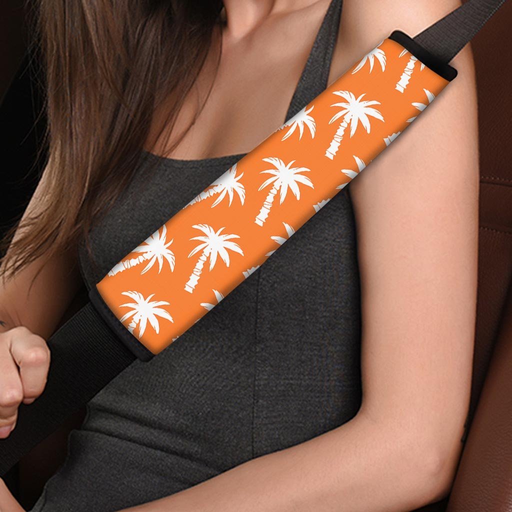 Orange Hawaiian Palm Tree Print Seat Belt Cover-grizzshop