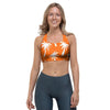 Orange Hawaiian Palm Tree Print Sports Bra-grizzshop