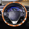 Orange Hawaiian Palm Tree Print Steering Wheel Cover-grizzshop