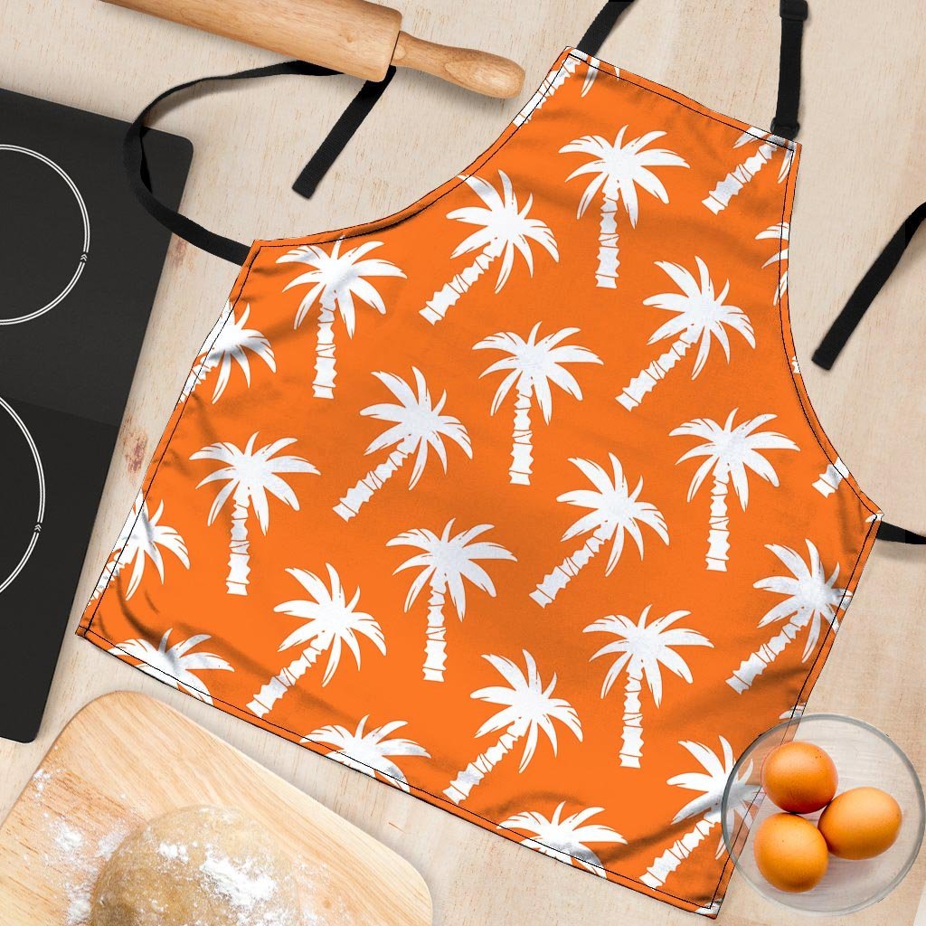 Orange Hawaiian Palm Tree Print Women's Apron-grizzshop