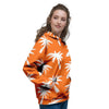 Orange Hawaiian Palm Tree Print Women's Hoodie-grizzshop