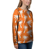 Orange Hawaiian Palm Tree Print Women's Sweatshirt-grizzshop