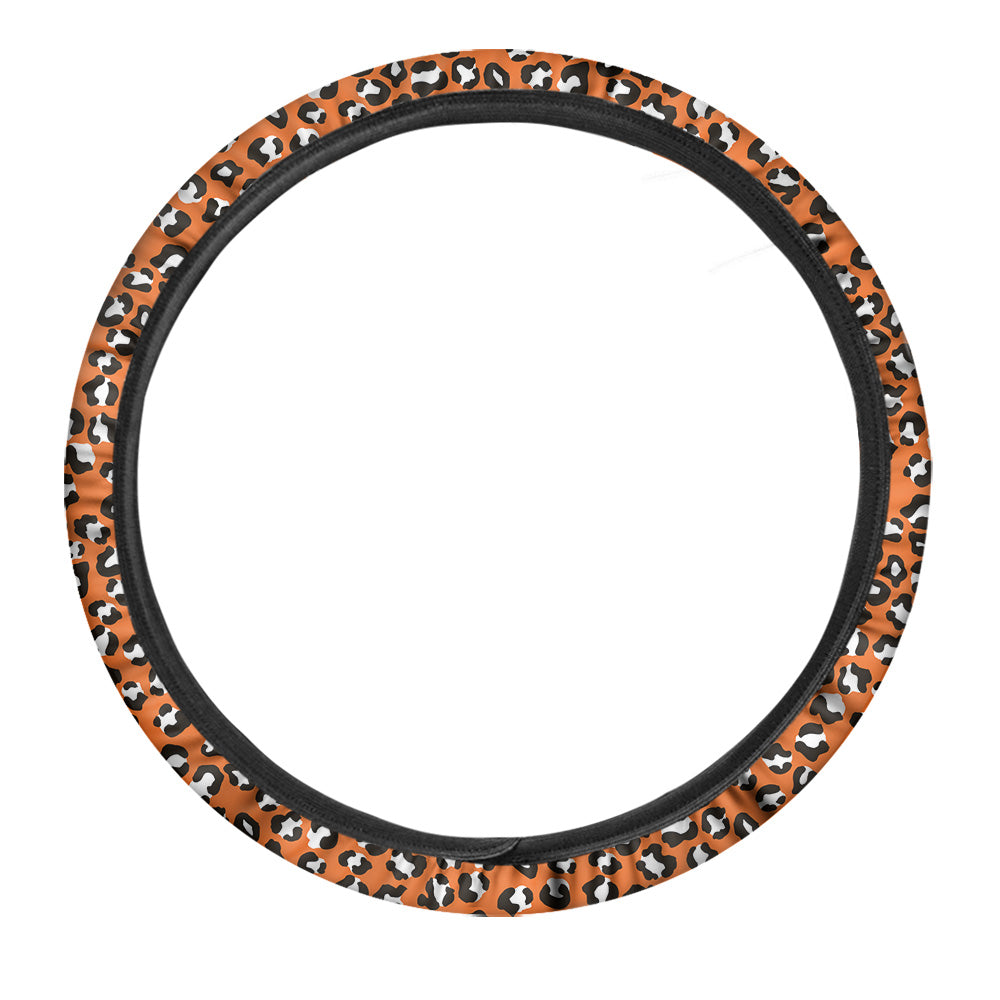 Orange Leopard Print Pattern Car Steering Wheel Cover-grizzshop