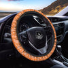 Orange Paisley Bandana Print Car Steering Wheel Cover-grizzshop