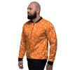 Orange Paisley Bandana Print Men's Bomber Jacket-grizzshop