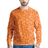 Orange Paisley Bandana Print Men's Sweatshirt-grizzshop